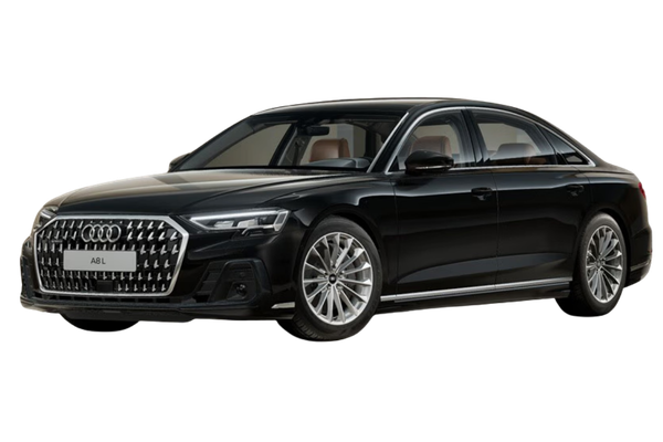 Audi A8 L in a front three-quarter view.