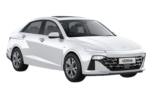 Hyundai Verna in a front three-quarter view.