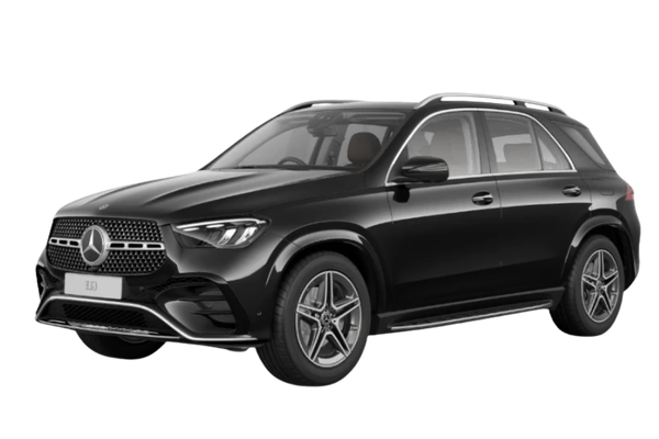 Black Mercedes-Benz GLC in a front three-quarter view.