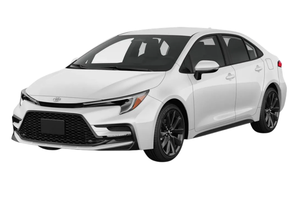 Toyota Corolla in a front three-quarter view.