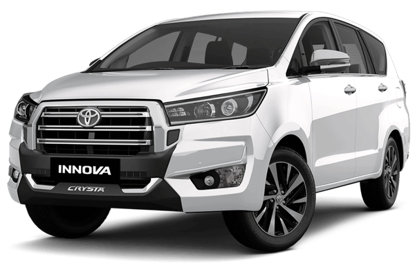 Toyota Innova Crysta in a front three-quarter view.